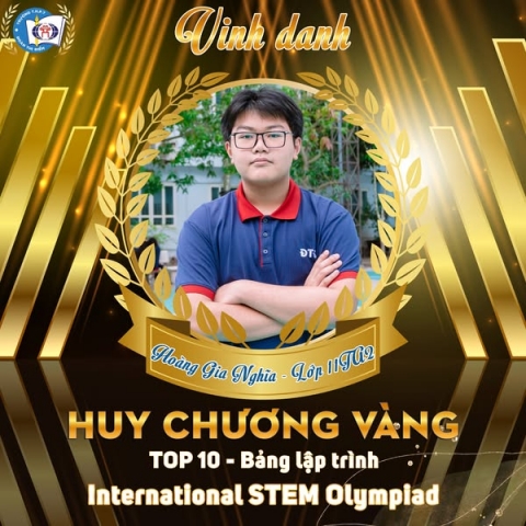 VINH DANH DTDER HOÀNG GIA NGHĨA – HUY CHƯƠNG VÀNG OLYMPIC STEM QUỐC TẾ